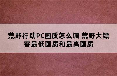 荒野行动PC画质怎么调 荒野大镖客最低画质和最高画质